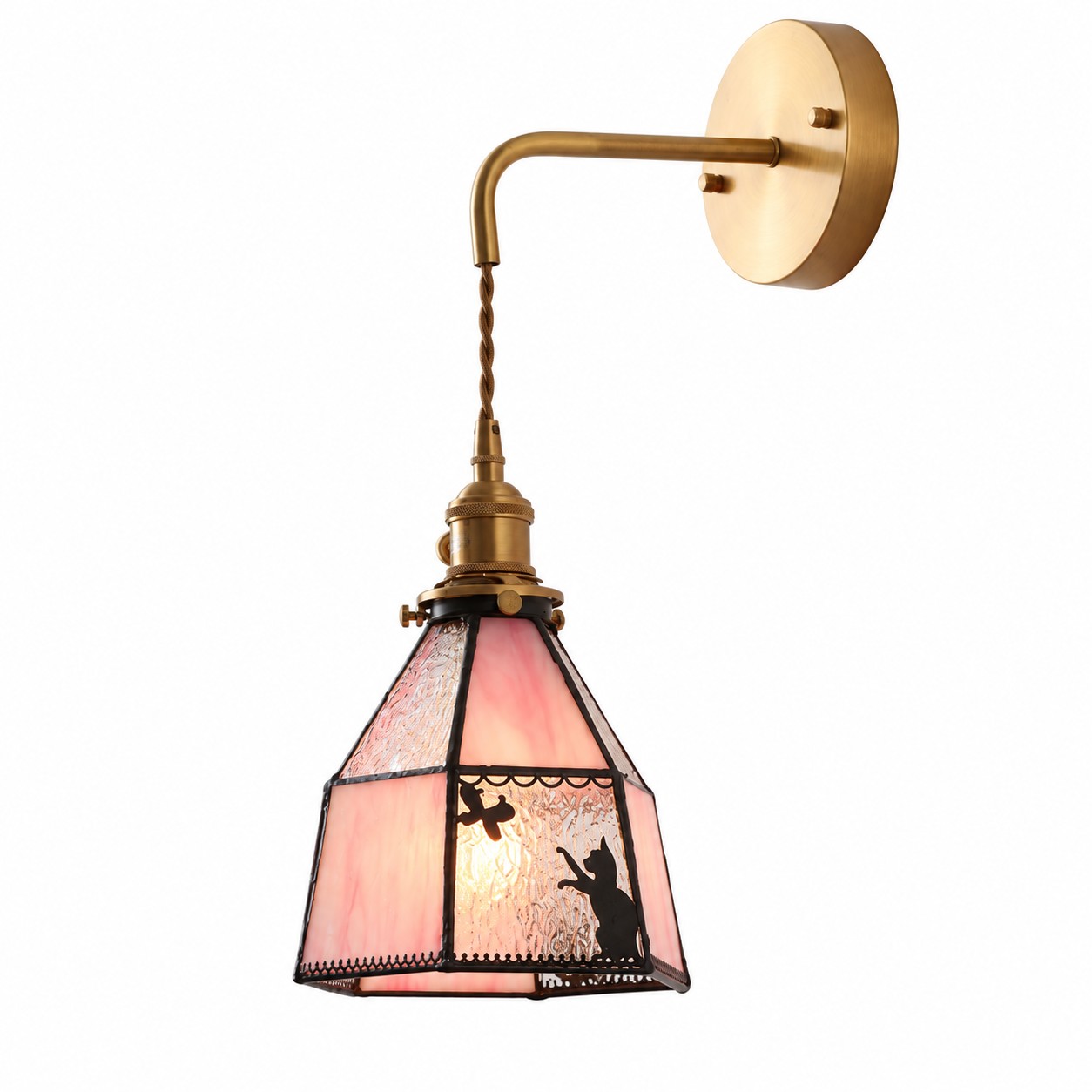 Pink Cat 01 Cord Wall Lamp